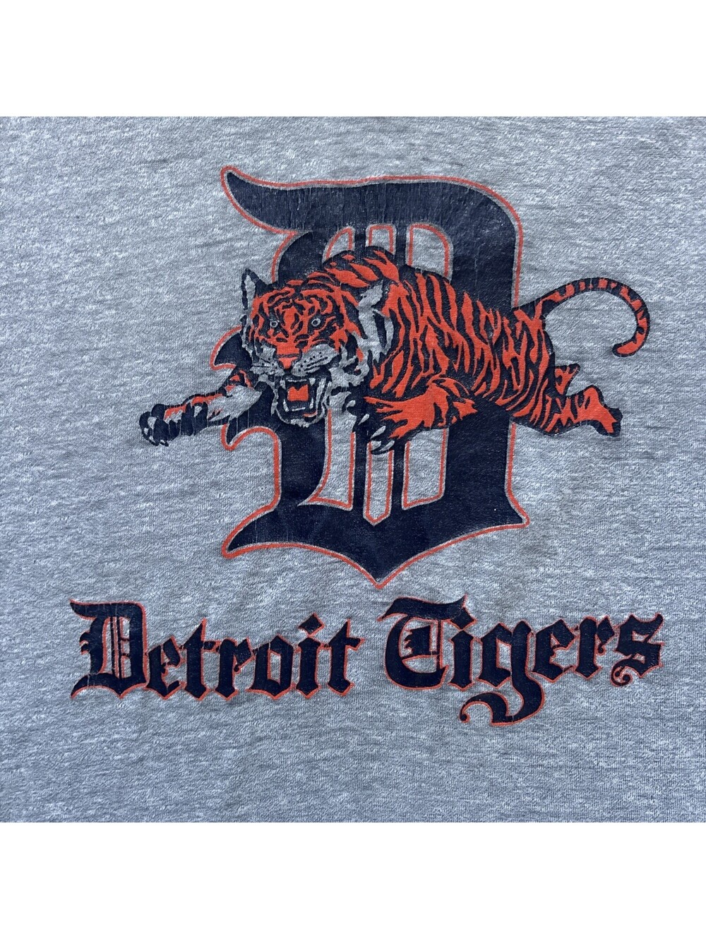 RARE Vintage Detroit Tigers Baseball MLB Gray Cotton Graphic T-Shirt Sz M-L SS - Picture 3 of 8